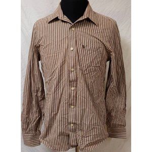 Ambercrombie & Fitch New York Muscle Large Brown Stripe Long Sleeve Shirt